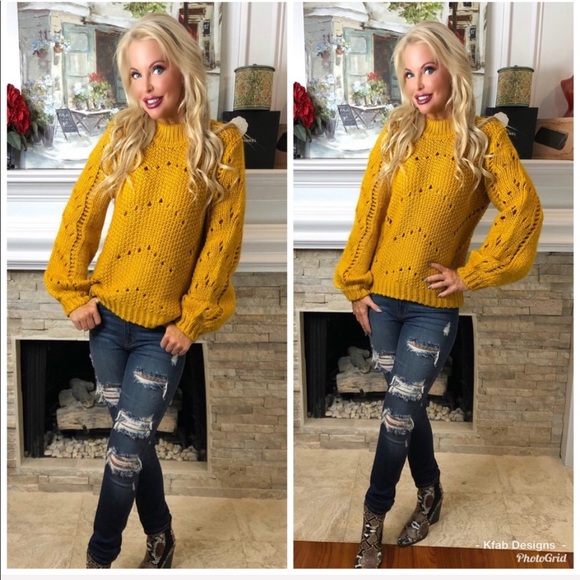 ❤️Cable Knit Mock Neck Bishop Sleeve Sweater! - Picture 7 of 8